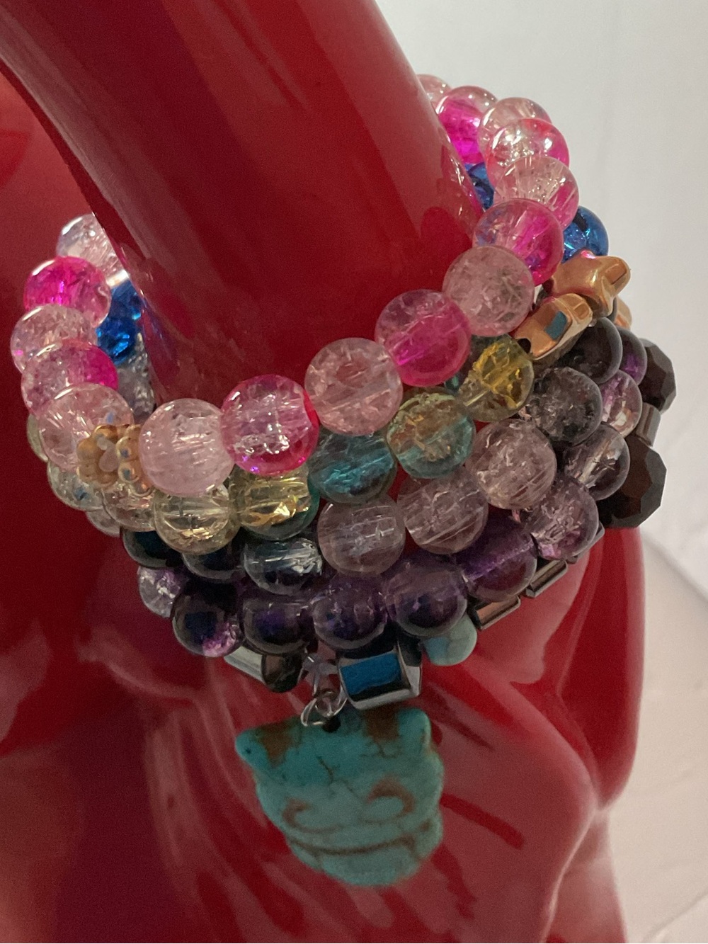Handmade colorful Stretch Bracelets set of 5.